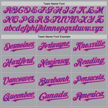 Load image into Gallery viewer, Custom Gray Purple-Pink Authentic Raglan Sleeves Baseball Jersey