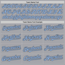 Load image into Gallery viewer, Custom Gray Light Blue-Steel Gray Authentic Raglan Sleeves Baseball Jersey