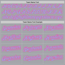 Load image into Gallery viewer, Custom Gray Light Blue-Pink Authentic Raglan Sleeves Baseball Jersey