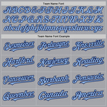 Load image into Gallery viewer, Custom Gray Light Blue-Navy Authentic Raglan Sleeves Baseball Jersey