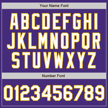 Load image into Gallery viewer, Custom Purple White-Gold Authentic Raglan Sleeves Baseball Jersey