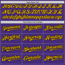 Load image into Gallery viewer, Custom Purple Black-Gold Authentic Raglan Sleeves Baseball Jersey