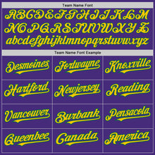 Load image into Gallery viewer, Custom Purple Yellow-Kelly Green Authentic Raglan Sleeves Baseball Jersey