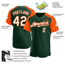 Load image into Gallery viewer, Custom Green White-Orange Authentic Raglan Sleeves Baseball Jersey