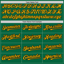 Load image into Gallery viewer, Custom Kelly Green Gold-Black Authentic Raglan Sleeves Baseball Jersey