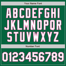 Load image into Gallery viewer, Custom Kelly Green White-Pink Authentic Raglan Sleeves Baseball Jersey