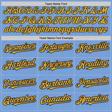 Load image into Gallery viewer, Custom Light Blue Gold-Black Authentic Raglan Sleeves Baseball Jersey