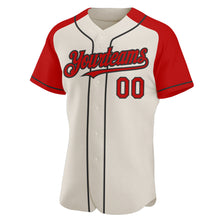 Load image into Gallery viewer, Custom Cream Red-Black Authentic Raglan Sleeves Baseball Jersey