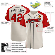Load image into Gallery viewer, Custom Cream Red-Black Authentic Raglan Sleeves Baseball Jersey