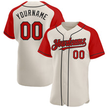 Load image into Gallery viewer, Custom Cream Red-Black Authentic Raglan Sleeves Baseball Jersey