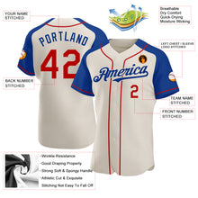 Load image into Gallery viewer, Custom Cream Red-Royal Authentic Raglan Sleeves Baseball Jersey