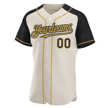 Load image into Gallery viewer, Custom Cream Black-Old Gold Authentic Raglan Sleeves Baseball Jersey