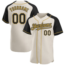 Load image into Gallery viewer, Custom Cream Black-Old Gold Authentic Raglan Sleeves Baseball Jersey