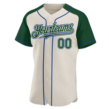 Load image into Gallery viewer, Custom Cream Green-Royal Authentic Raglan Sleeves Baseball Jersey