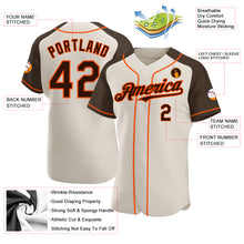 Load image into Gallery viewer, Custom Cream Brown-Orange Authentic Raglan Sleeves Baseball Jersey