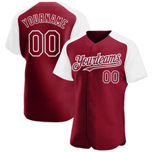 Load image into Gallery viewer, Custom Crimson White Authentic Raglan Sleeves Baseball Jersey