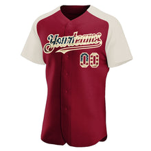 Load image into Gallery viewer, Custom Crimson Vintage USA Flag-Cream Authentic Raglan Sleeves Baseball Jersey