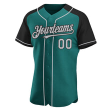 Load image into Gallery viewer, Custom Teal Gray-Black Authentic Raglan Sleeves Baseball Jersey