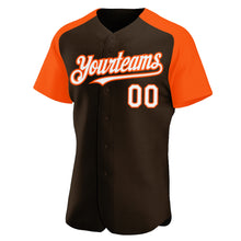 Load image into Gallery viewer, Custom Brown White-Orange Authentic Raglan Sleeves Baseball Jersey