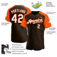 Load image into Gallery viewer, Custom Brown White-Orange Authentic Raglan Sleeves Baseball Jersey