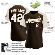 Load image into Gallery viewer, Custom Brown White-Cream Authentic Raglan Sleeves Baseball Jersey
