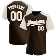 Load image into Gallery viewer, Custom Brown White-Cream Authentic Raglan Sleeves Baseball Jersey