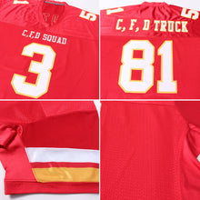 Load image into Gallery viewer, Custom Red White-Gold Mesh Authentic Football Jersey