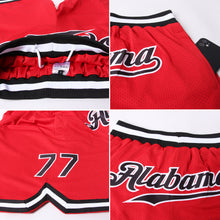 Load image into Gallery viewer, Custom Red Black-White Authentic Throwback Basketball Shorts