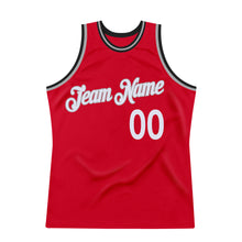 Load image into Gallery viewer, Custom Red White-Black Authentic Throwback Basketball Jersey