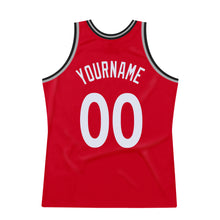 Load image into Gallery viewer, Custom Red White-Black Authentic Throwback Basketball Jersey