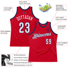 Load image into Gallery viewer, Custom Red White-Navy Authentic Throwback Basketball Jersey