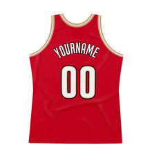 Load image into Gallery viewer, Custom Red White-Old Gold Authentic Throwback Basketball Jersey