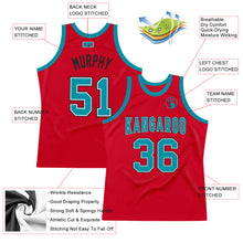 Load image into Gallery viewer, Custom Red Teal-Black Authentic Throwback Basketball Jersey