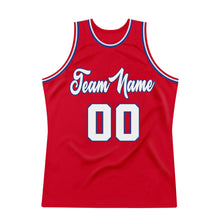 Load image into Gallery viewer, Custom Red White-Royal Authentic Throwback Basketball Jersey