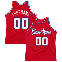 Load image into Gallery viewer, Custom Red White-Royal Authentic Throwback Basketball Jersey