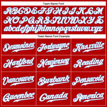 Load image into Gallery viewer, Custom Red White Pinstripe White-Light Blue Authentic Baseball Jersey