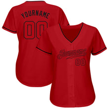 Load image into Gallery viewer, Custom Red Red-Black Authentic Baseball Jersey