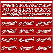 Load image into Gallery viewer, Custom Red Black Pinstripe White-Black Authentic Baseball Jersey