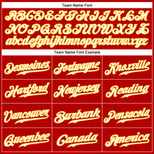 Load image into Gallery viewer, Custom Red Gold Pinstripe White-Gold Authentic Baseball Jersey
