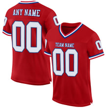 Load image into Gallery viewer, Custom Red White-Royal Mesh Authentic Throwback Football Jersey
