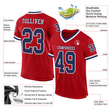 Load image into Gallery viewer, Custom Red Navy-White Mesh Authentic Throwback Football Jersey