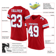 Load image into Gallery viewer, Custom Red White-Light Blue Mesh Authentic Football Jersey