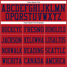 Load image into Gallery viewer, Custom Red Red-Navy Mesh Authentic Football Jersey