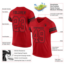 Load image into Gallery viewer, Custom Red Red-Black Mesh Authentic Football Jersey
