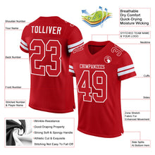 Load image into Gallery viewer, Custom Red Red-White Mesh Authentic Football Jersey