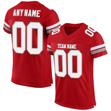 Load image into Gallery viewer, Custom Red White-Gray Mesh Authentic Football Jersey