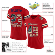 Load image into Gallery viewer, Custom Red Vintage USA Flag-Cream Mesh Authentic Football Jersey