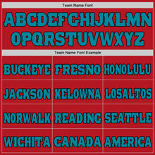 Load image into Gallery viewer, Custom Red Teal-Black Mesh Authentic Football Jersey