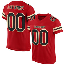 Load image into Gallery viewer, Custom Red Black-Cream Mesh Authentic Football Jersey