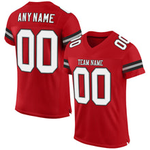 Load image into Gallery viewer, Custom Red White-Black Mesh Authentic Football Jersey